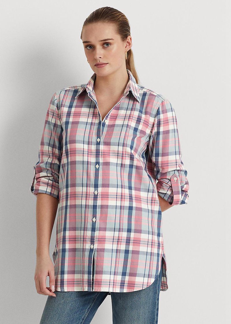 Koszula Lauren Damska Kolorowe Plaid Cotton Twill 356109-TOH